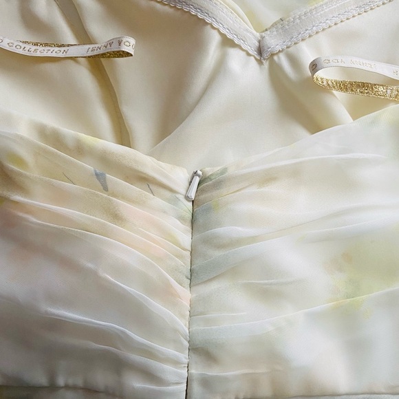 JENNY YOO Adeline Strapless Chiffon Romper Gown in a Vintage Floral Print Size 6 - Picture 9 of 11